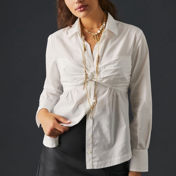 Anthropologie Maeve Poplin Buttondown Blouse - Picture 4 of 5